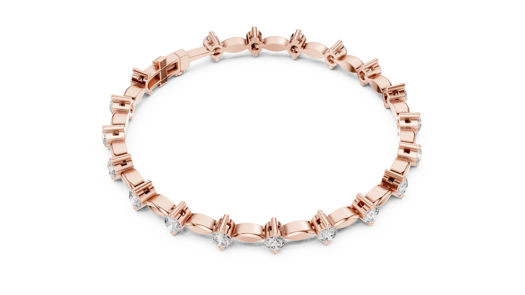 Round Diamond Bangle with Marquise Gold