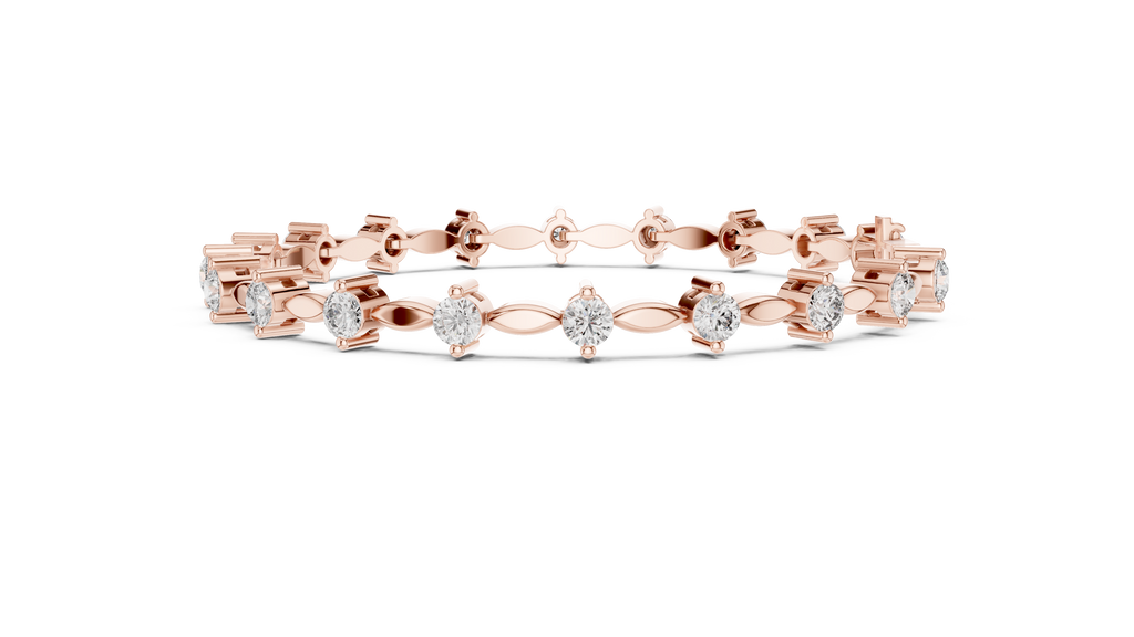 Round Diamond Bangle with Marquise Gold