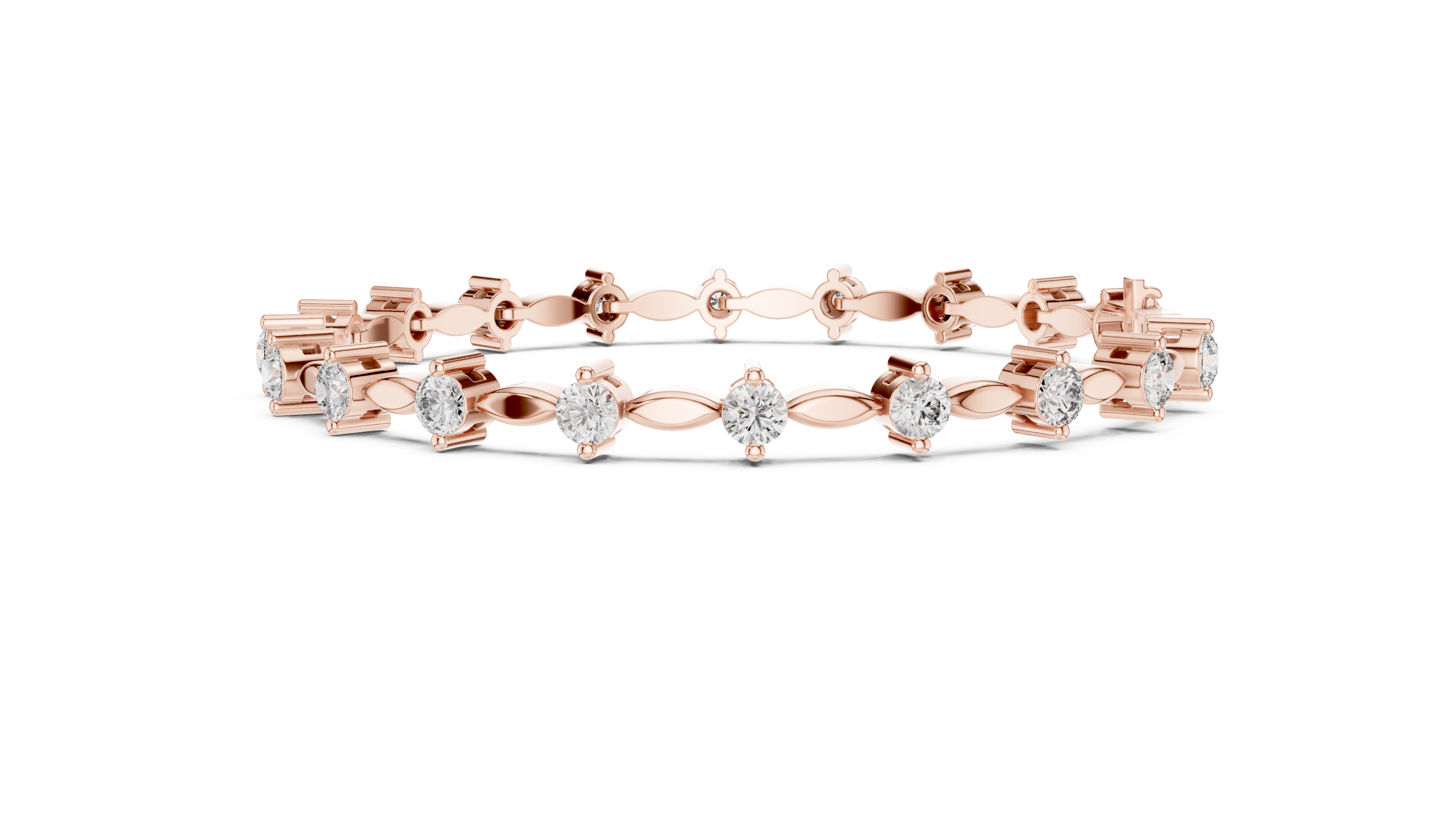 Round Diamond Bangle with Marquise Gold