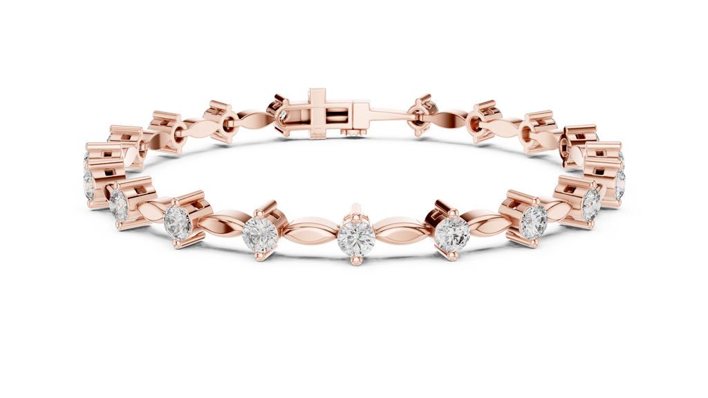 Round Diamond Bangle with Marquise Gold