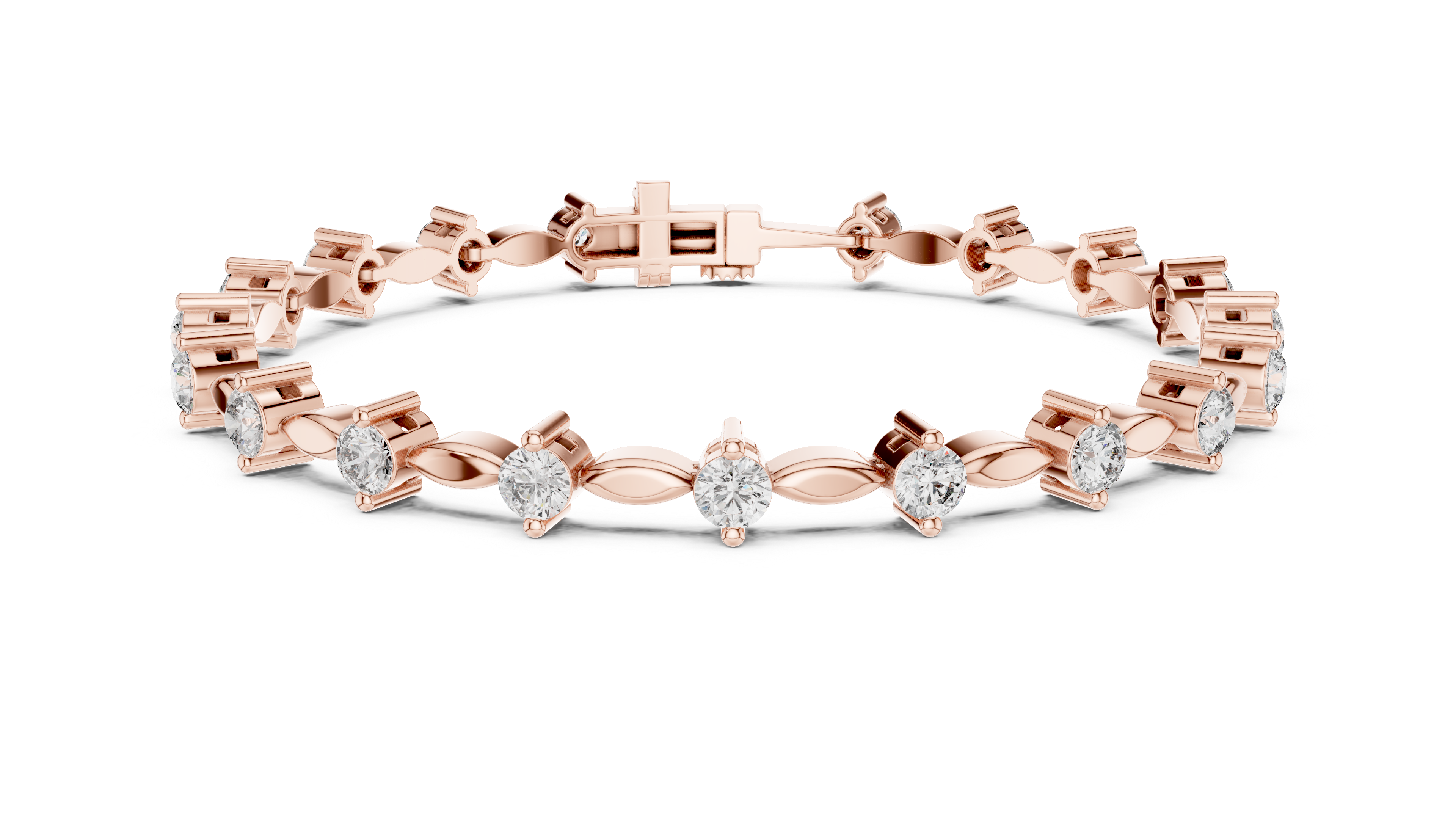 Round Diamond Bangle with Marquise Gold