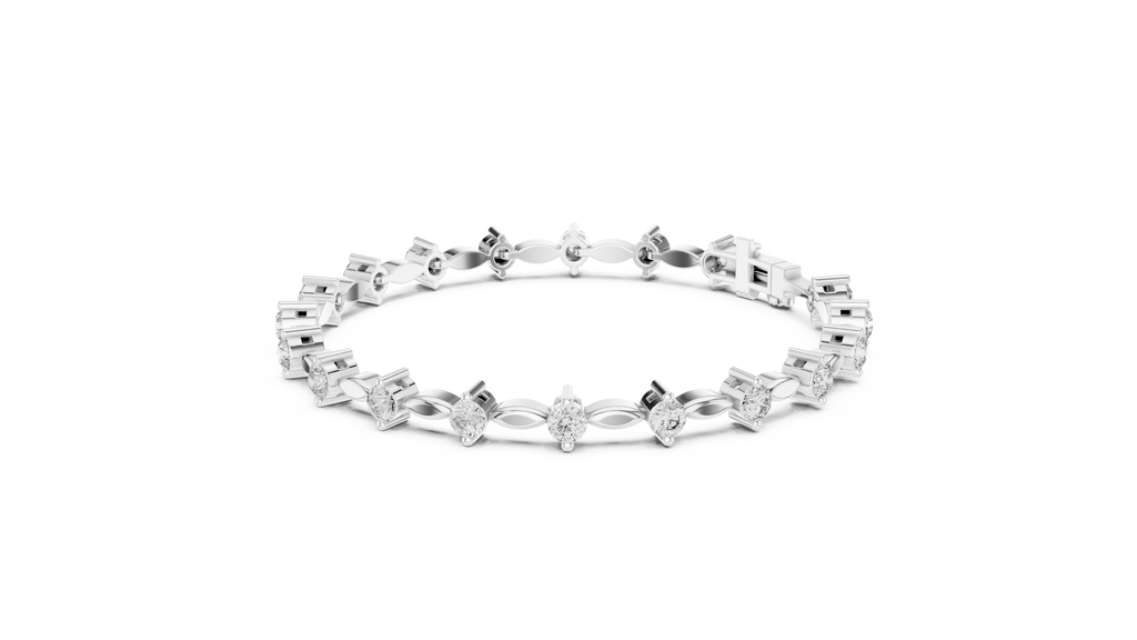 Round Diamond Bangle with Marquise Gold