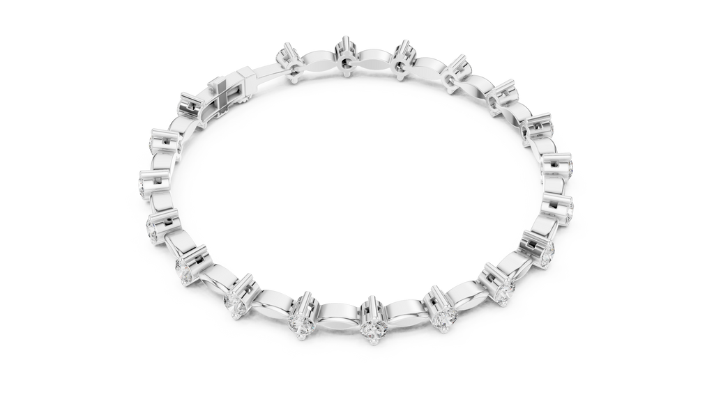 Round Diamond Bangle with Marquise Gold