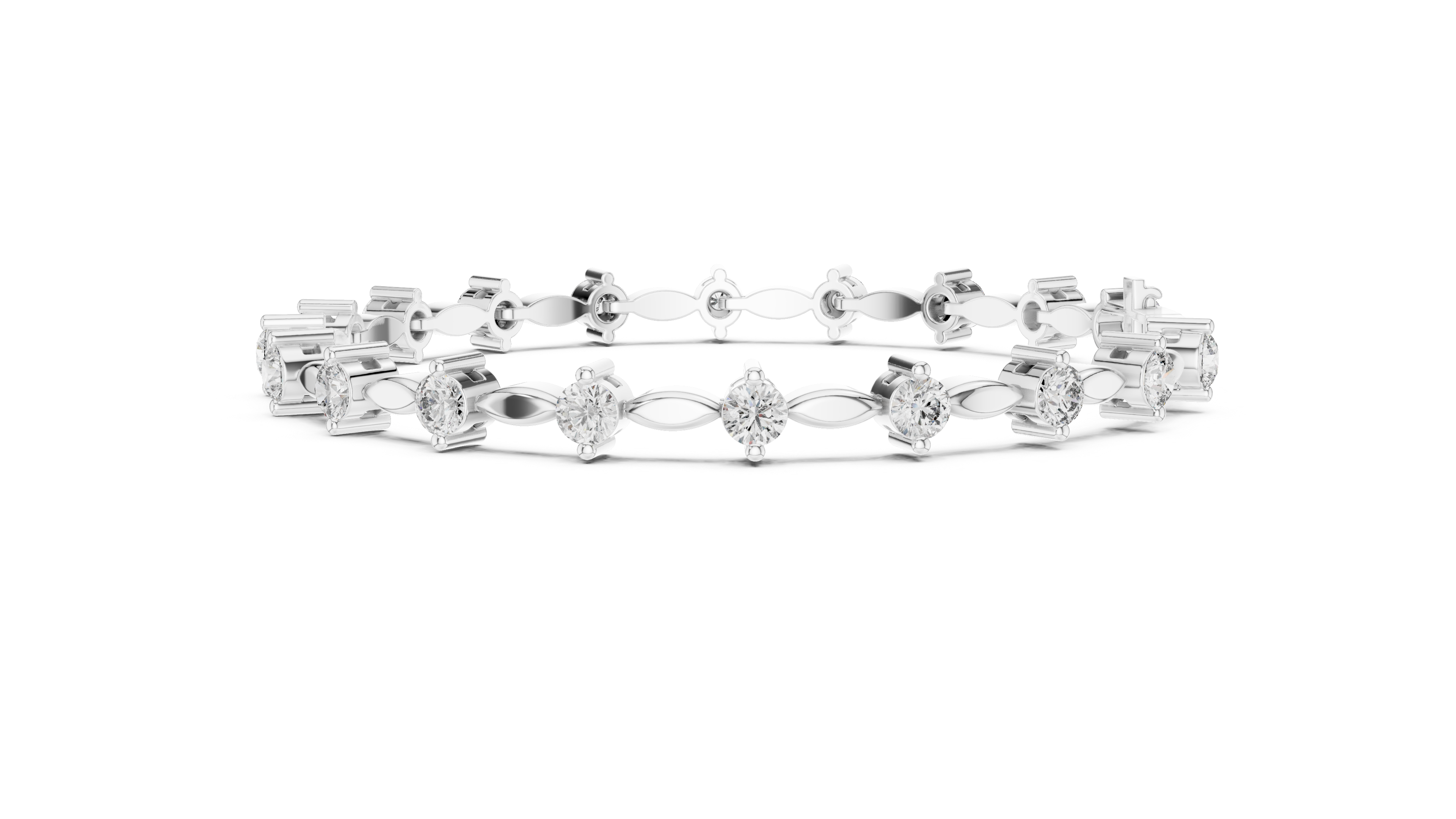 Round Diamond Bangle with Marquise Gold
