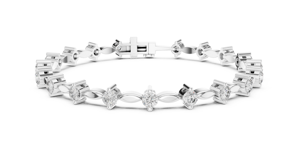 Round Diamond Bangle with Marquise Gold