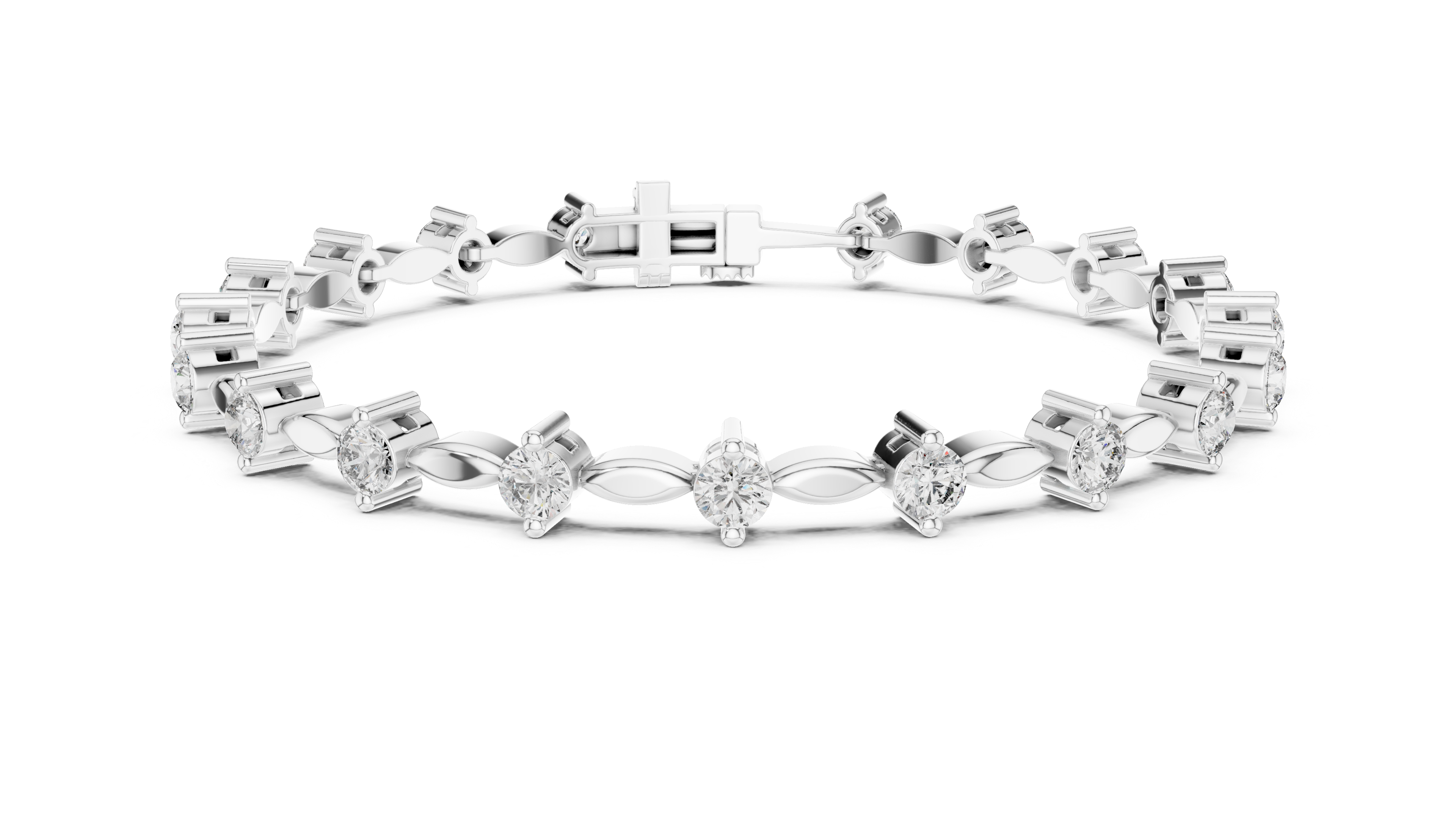 Round Diamond Bangle with Marquise Gold