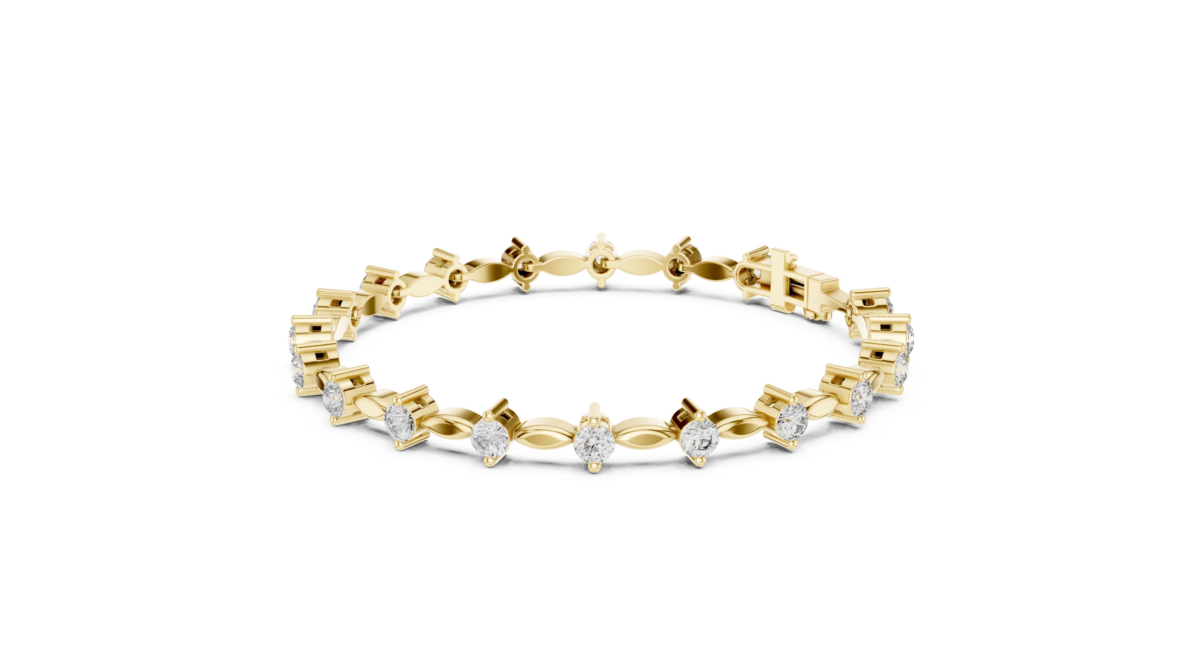 Round Diamond Bangle with Marquise Gold