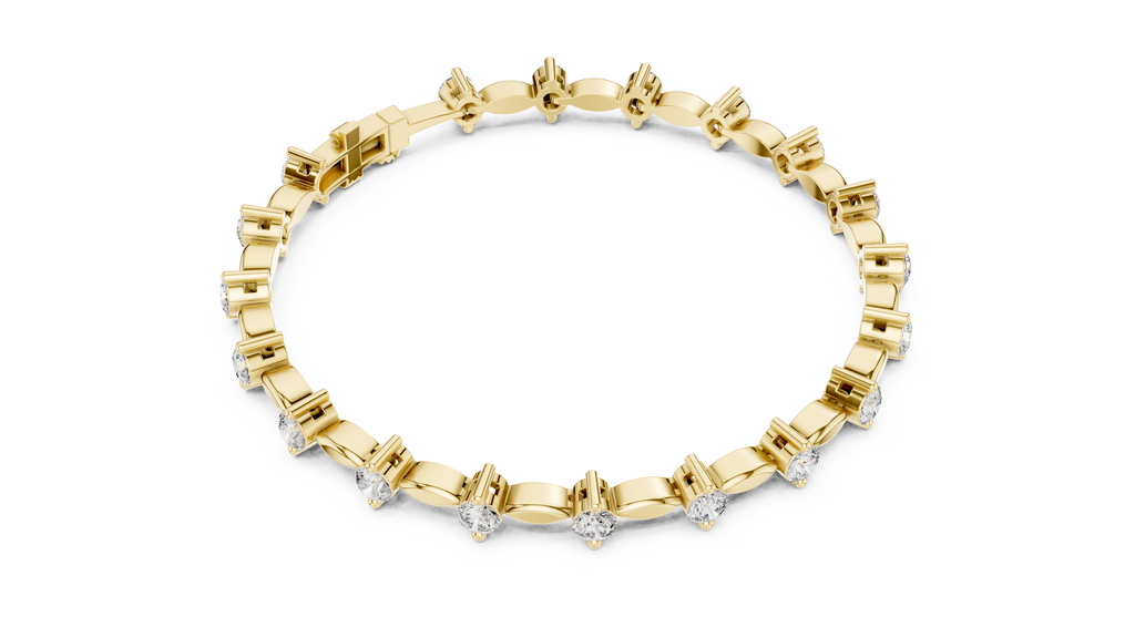 Round Diamond Bangle with Marquise Gold