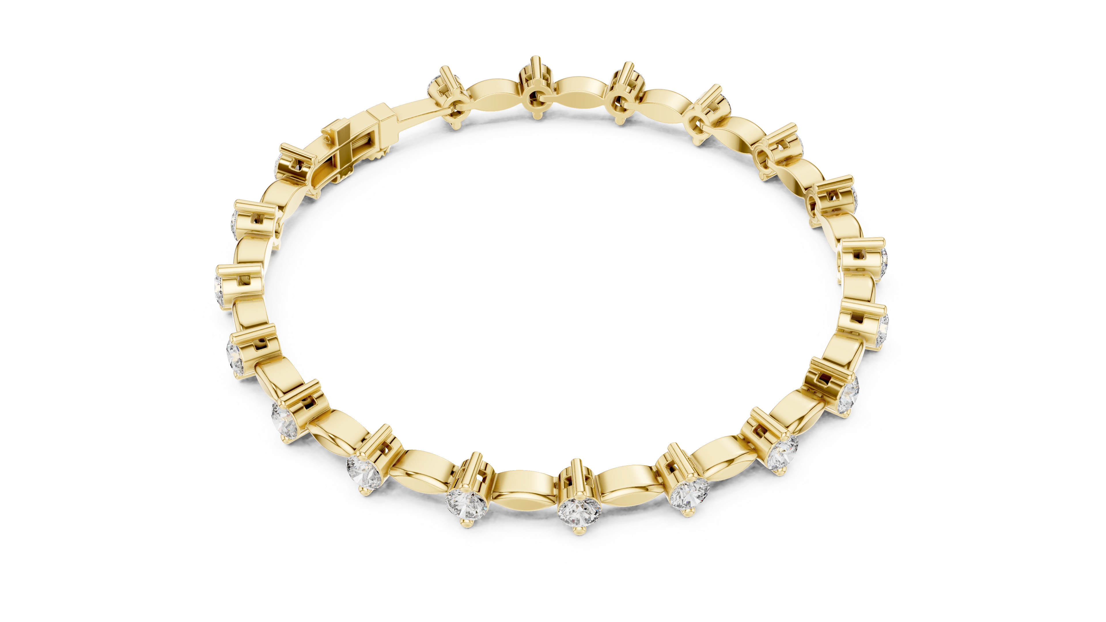 Round Diamond Bangle with Marquise Gold