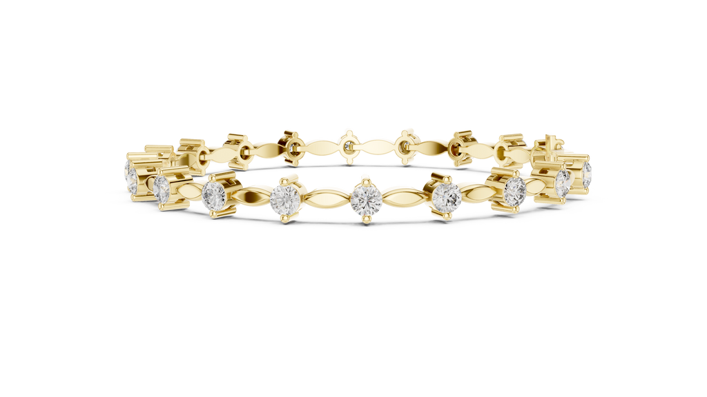 Round Diamond Bangle with Marquise Gold