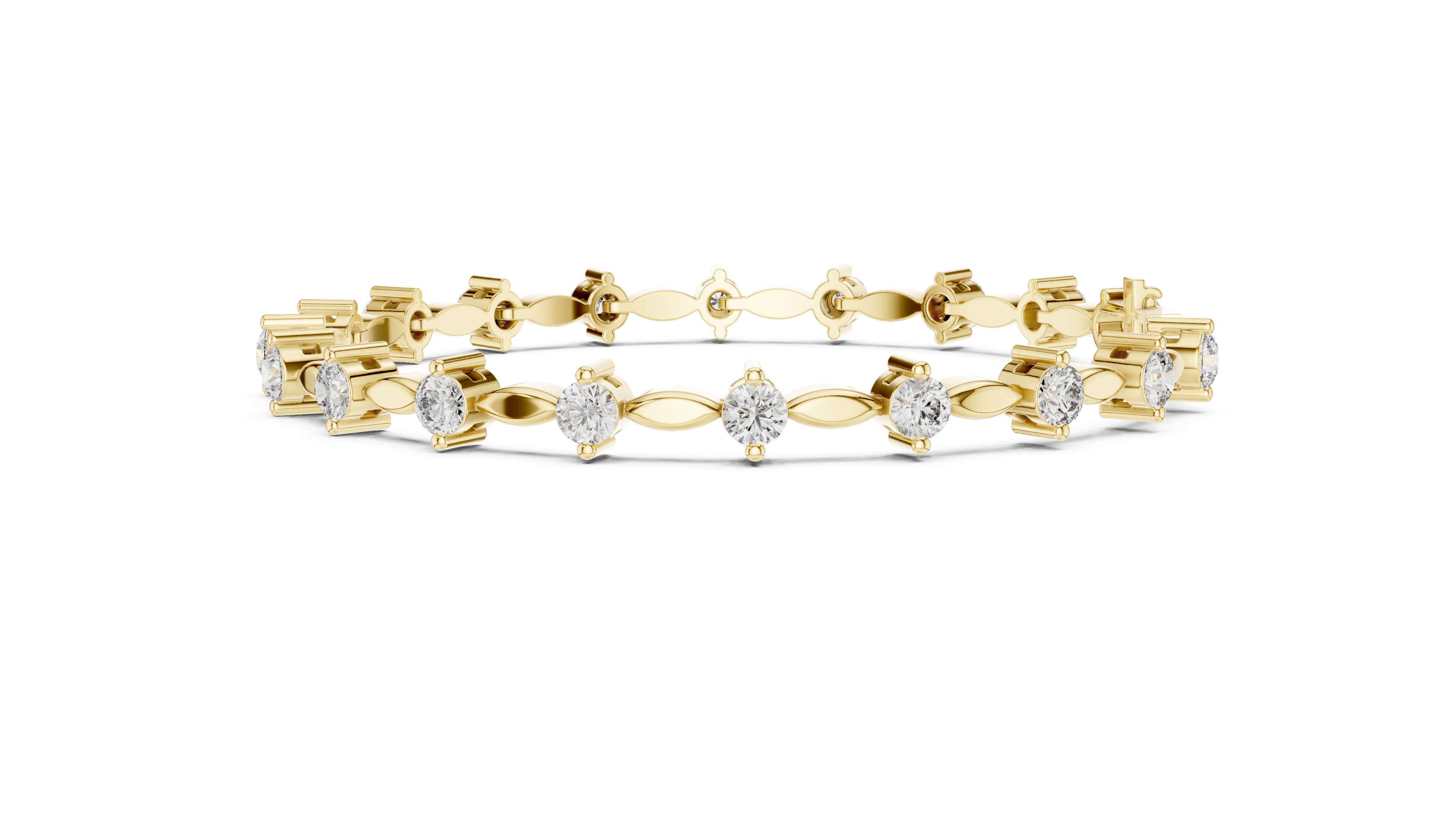 Round Diamond Bangle with Marquise Gold