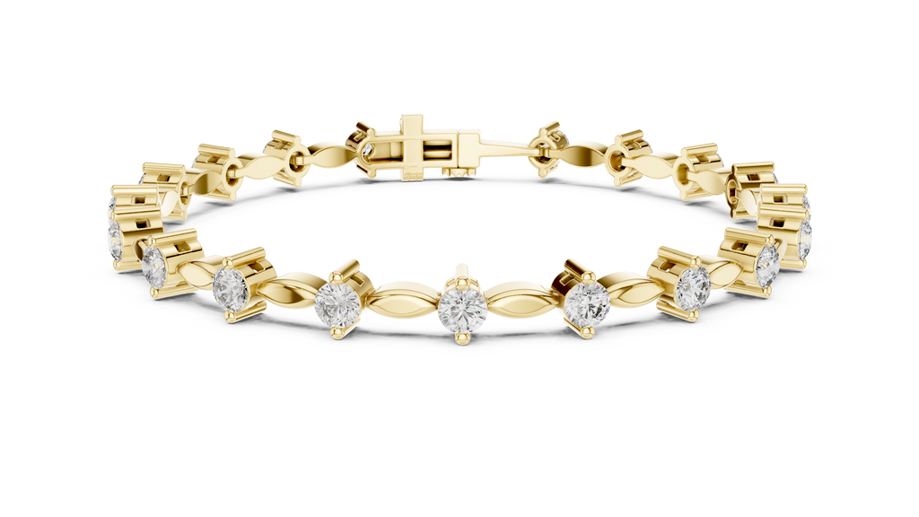 Round Diamond Bangle with Marquise Gold