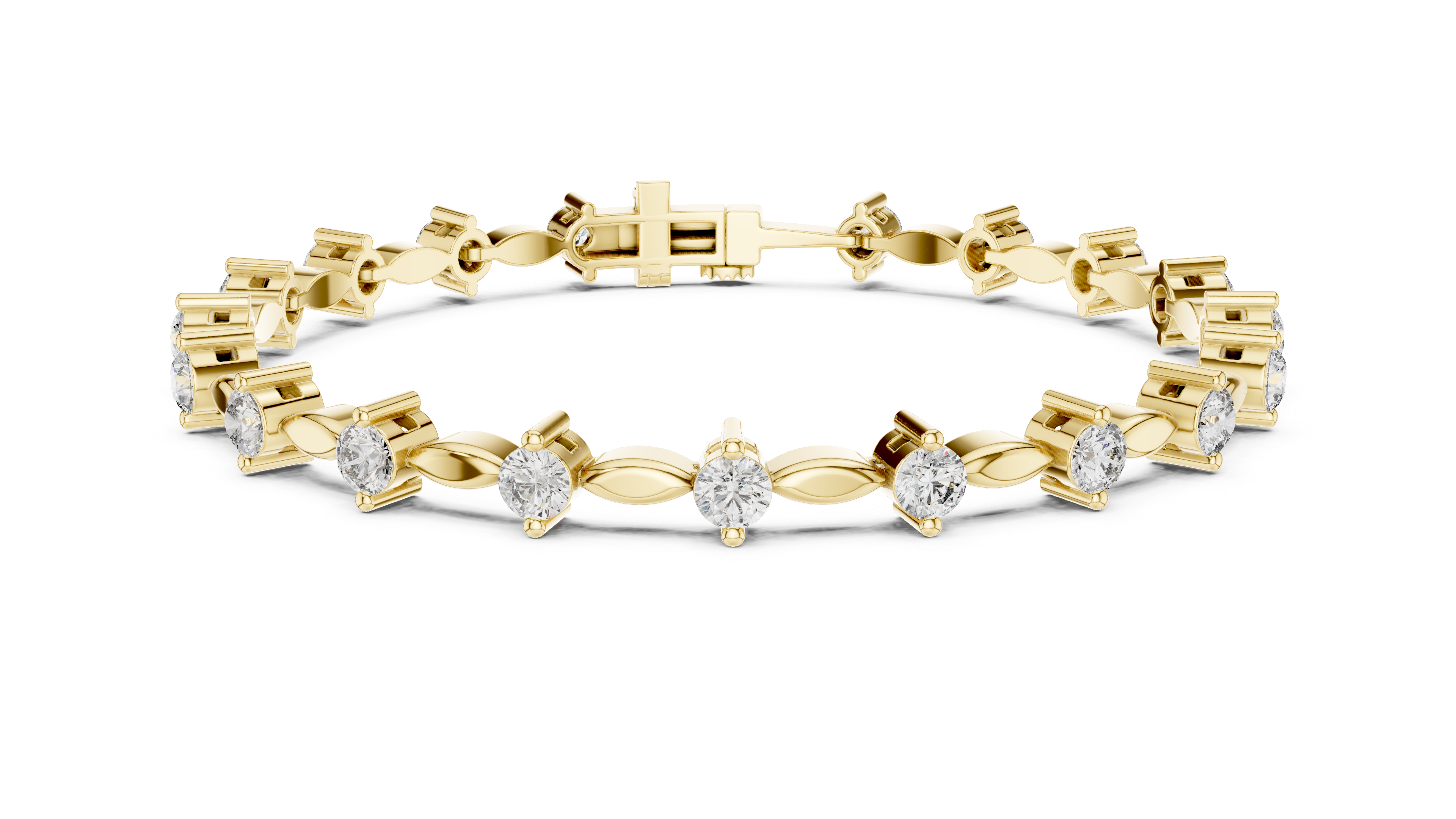 Round Diamond Bangle with Marquise Gold