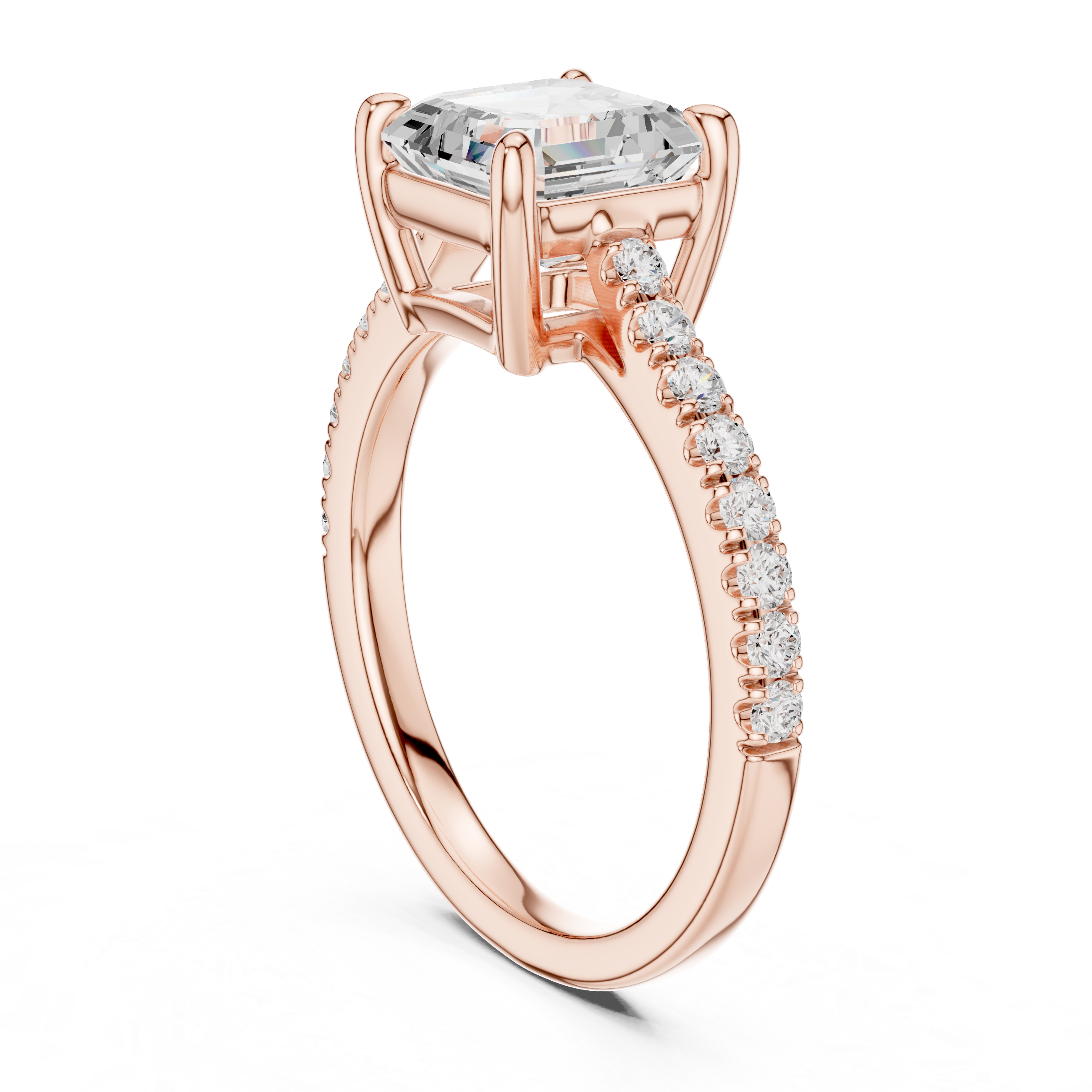 Asscher Cut Diamond Hidden Halo Engagement Ring