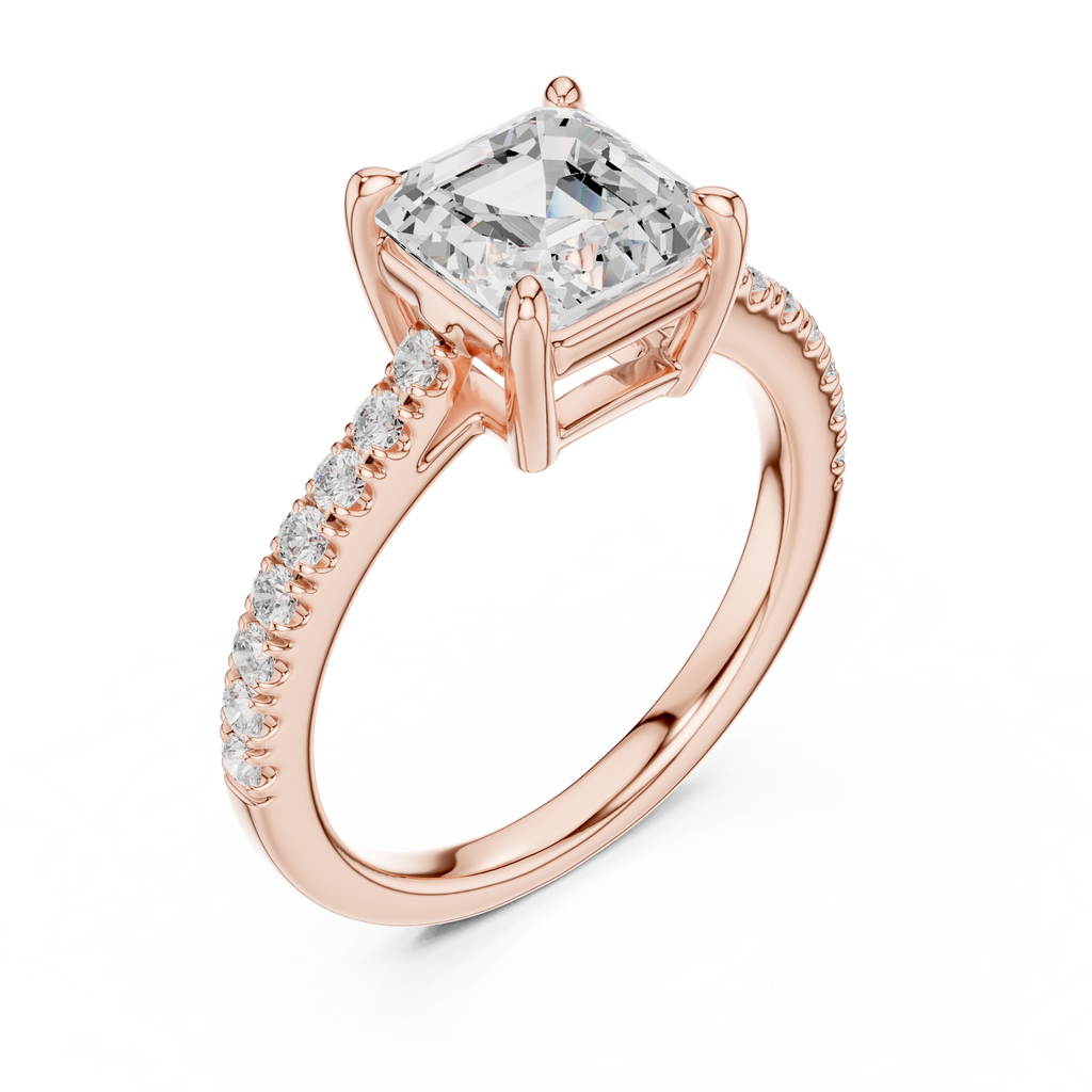 Asscher Cut Diamond Hidden Halo Engagement Ring