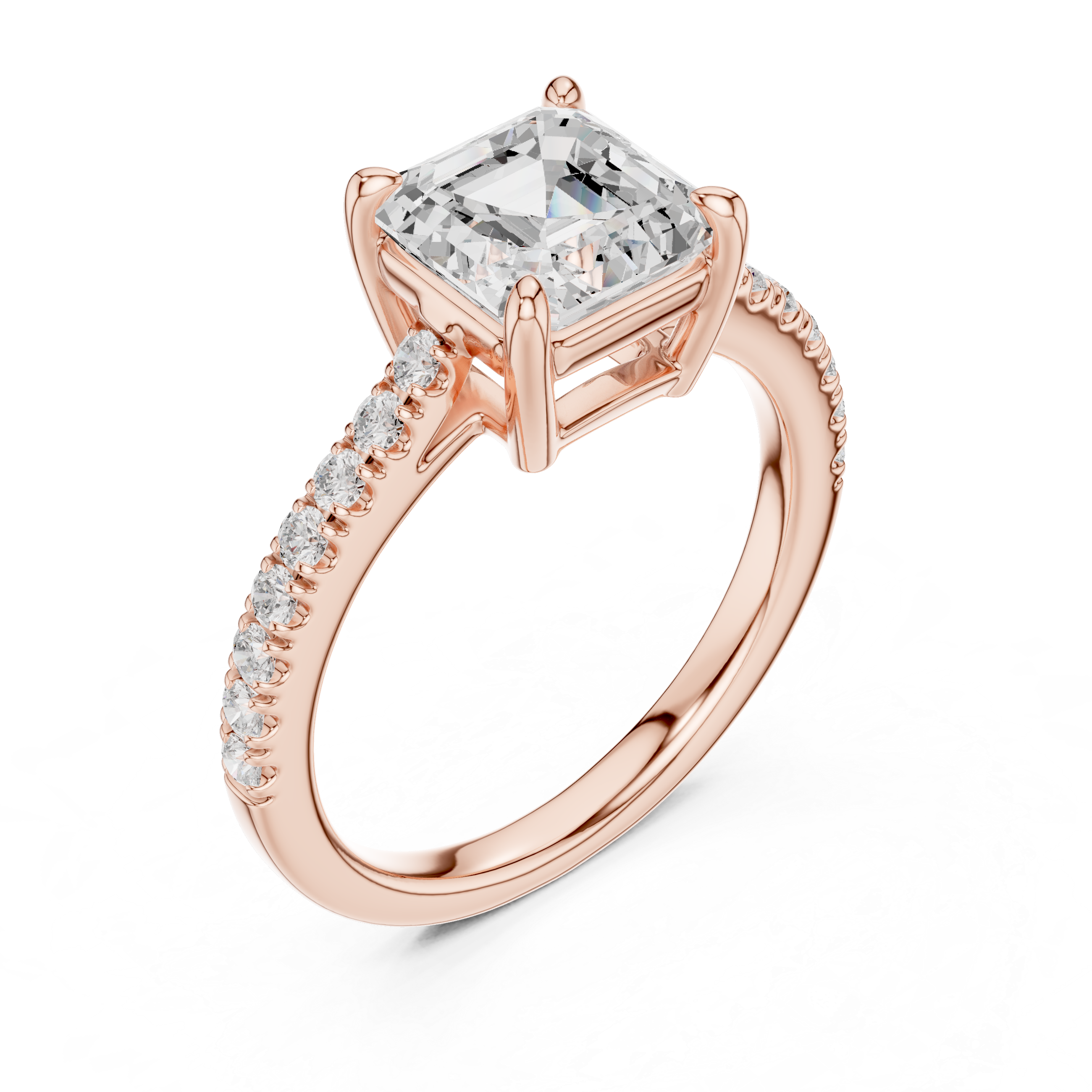 Asscher Cut Diamond Hidden Halo Engagement Ring
