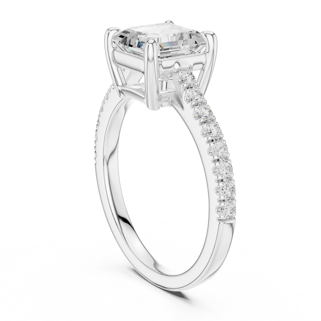 Asscher Cut Diamond Hidden Halo Engagement Ring