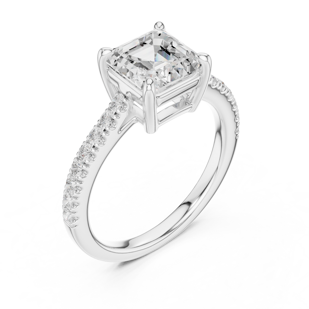 Asscher Cut Diamond Hidden Halo Engagement Ring