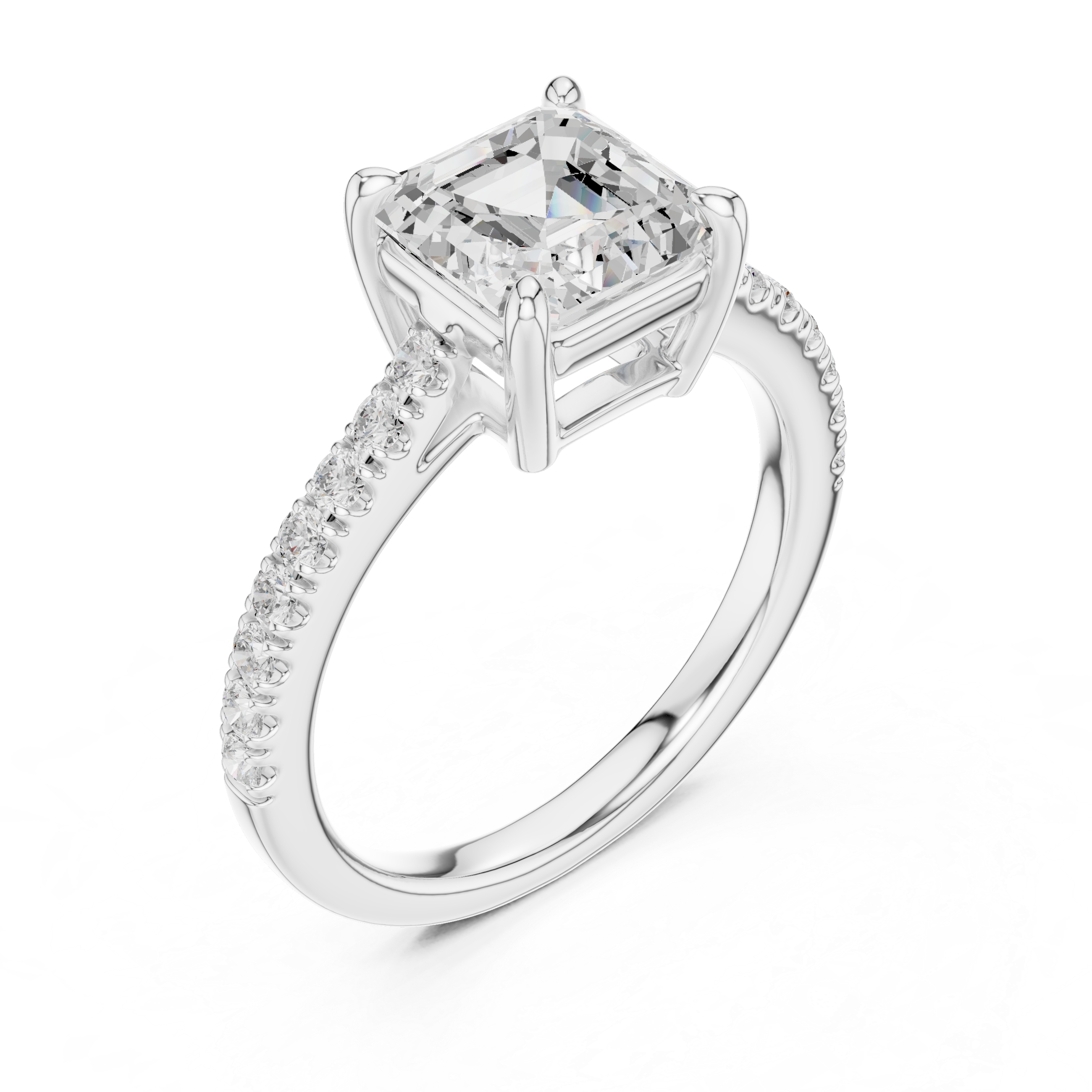 Asscher Cut Diamond Hidden Halo Engagement Ring