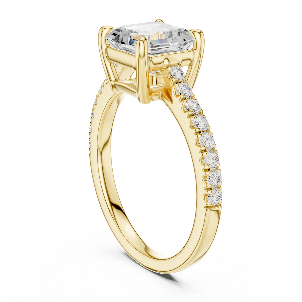 Asscher Cut Diamond Hidden Halo Engagement Ring