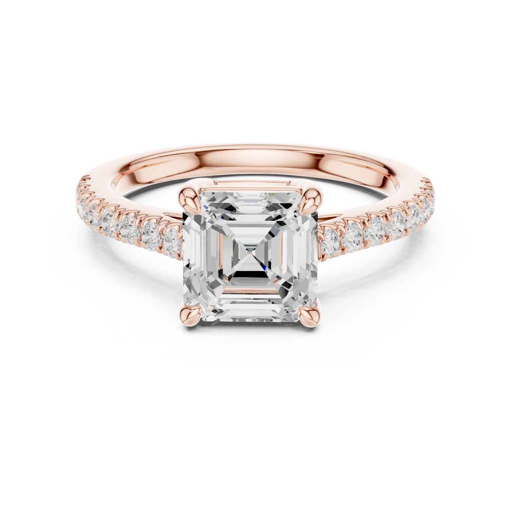 Asscher Cut Diamond Hidden Halo Engagement Ring