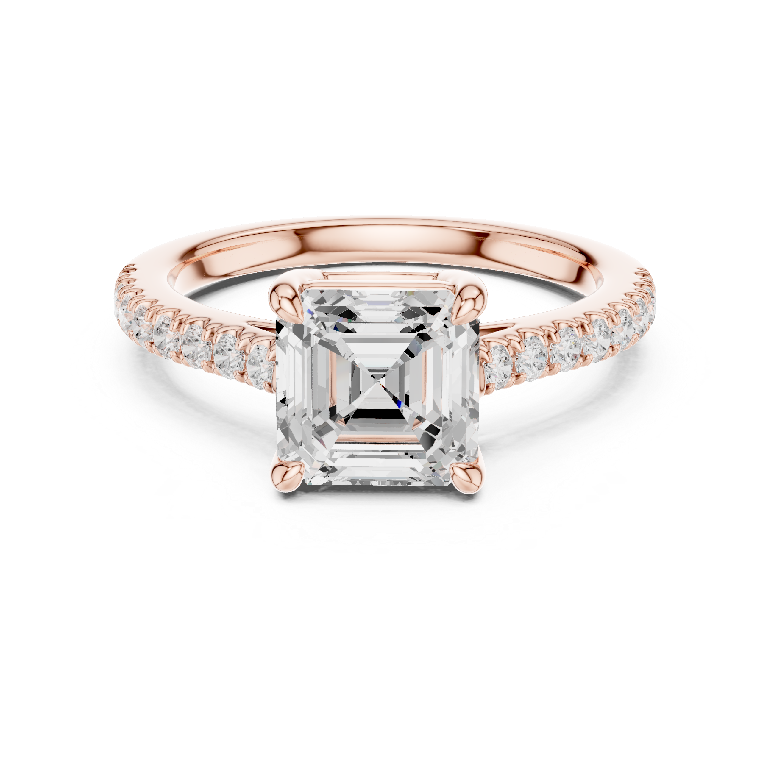 Asscher Cut Diamond Hidden Halo Engagement Ring