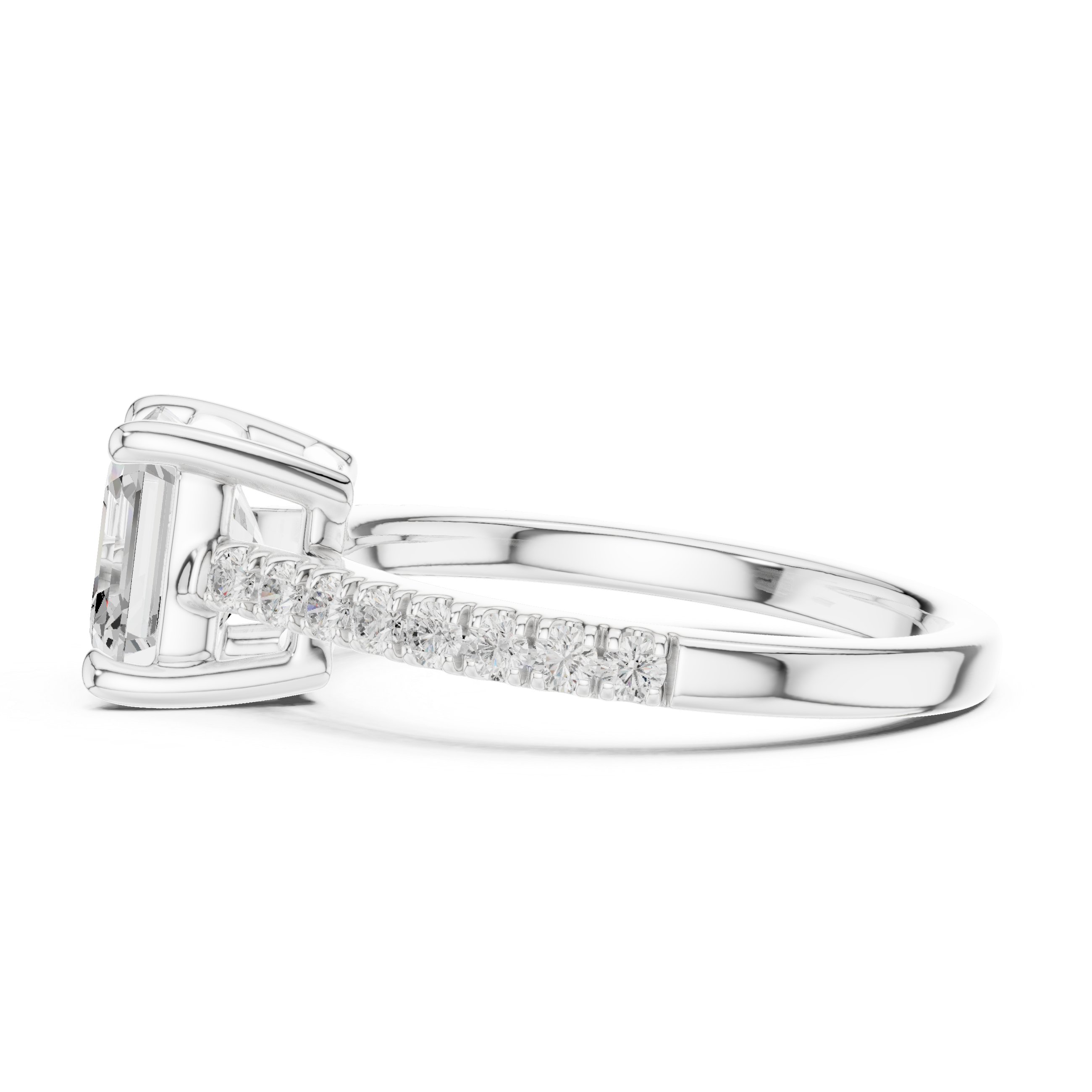 Asscher Cut Diamond Hidden Halo Engagement Ring