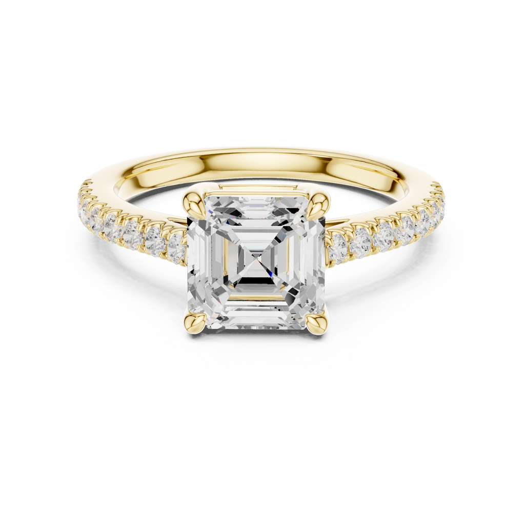 Asscher Cut Diamond Hidden Halo Engagement Ring