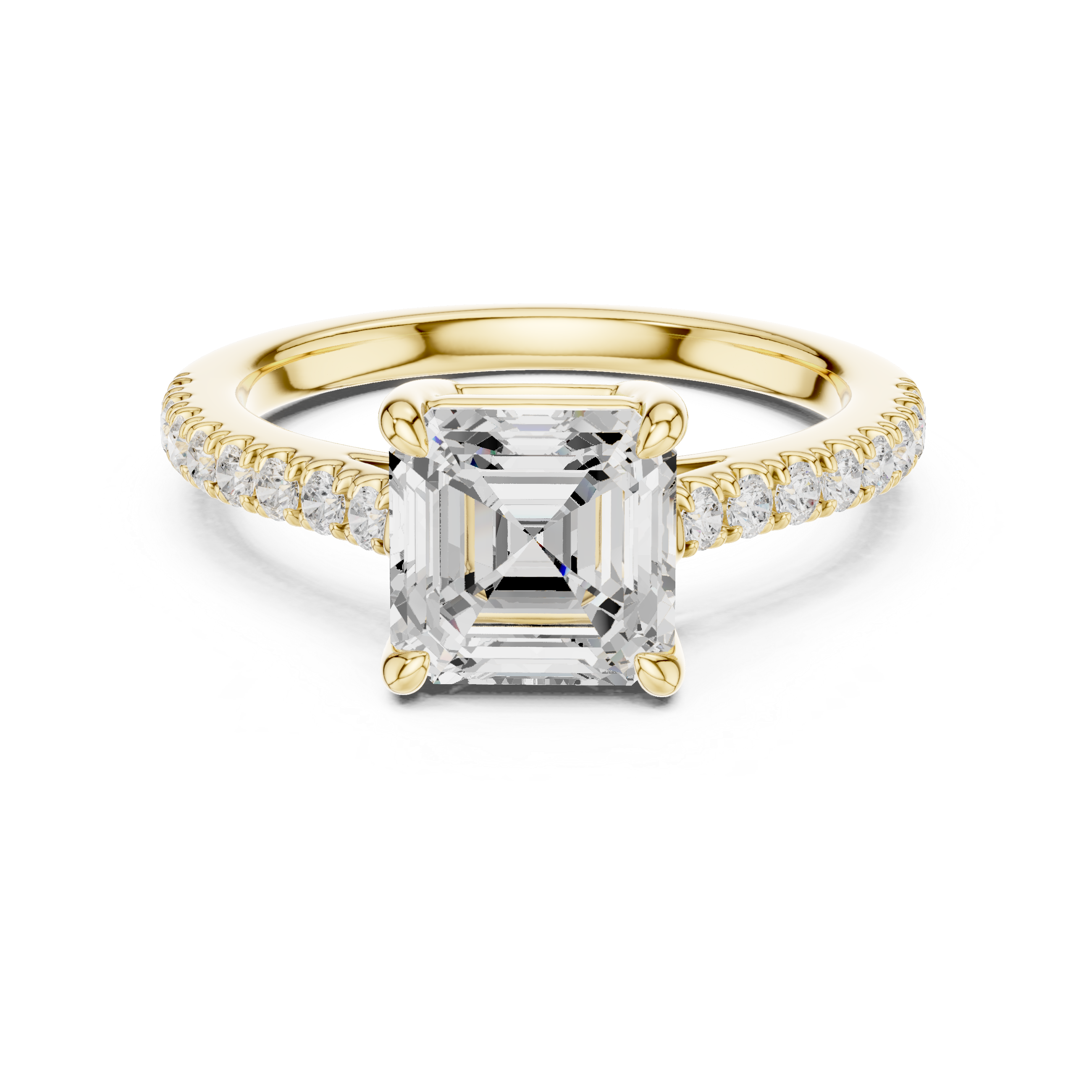 Asscher Cut Diamond Hidden Halo Engagement Ring