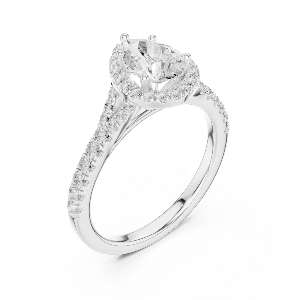 Pear Halo Diamond Ring