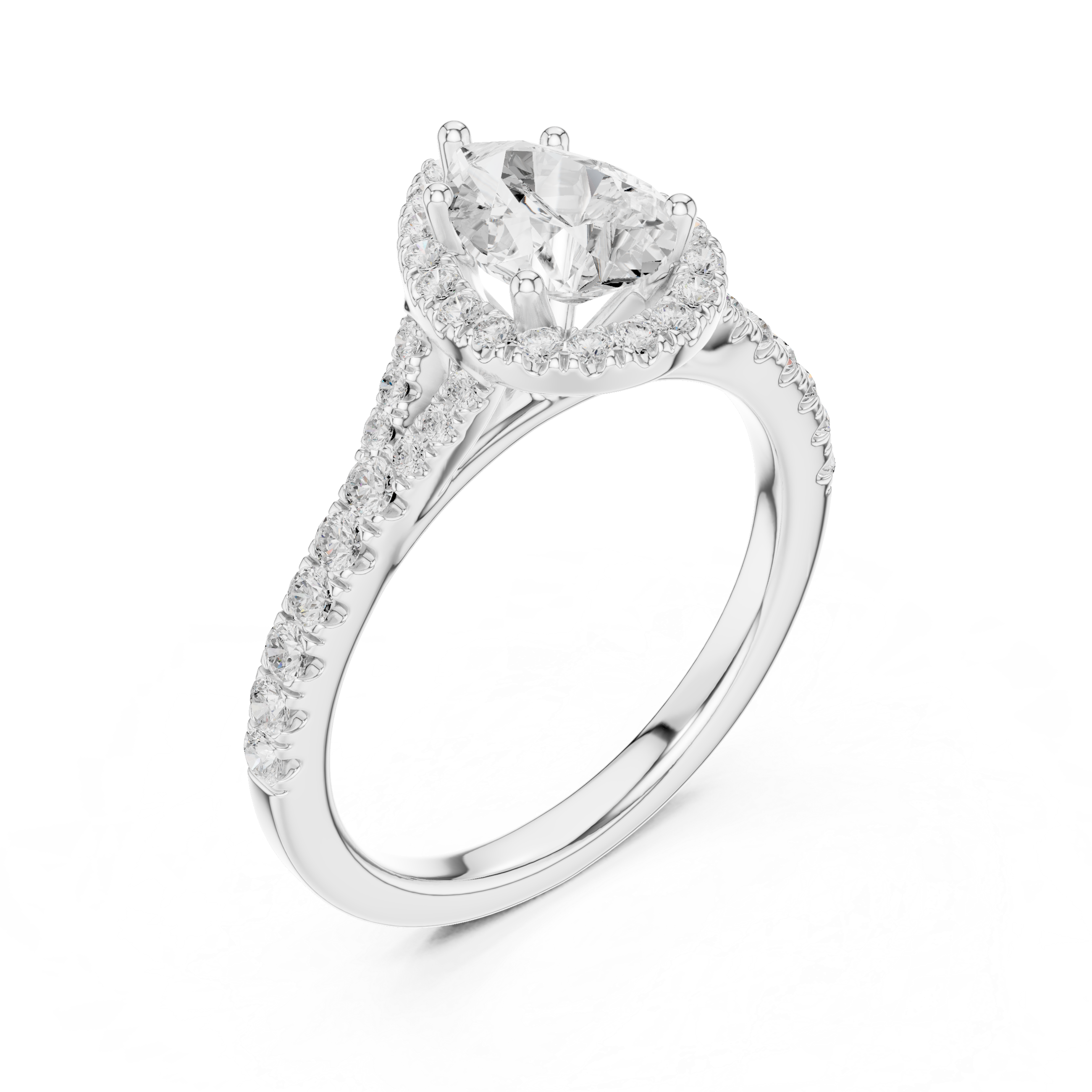 Pear Halo Diamond Ring