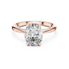 Oval solitaire diamond ring in 14k rose gold, front view showcasing warm rose gold tone