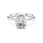 Oval solitaire diamond ring in 14k white gold, front view highlighting minimalist elegance