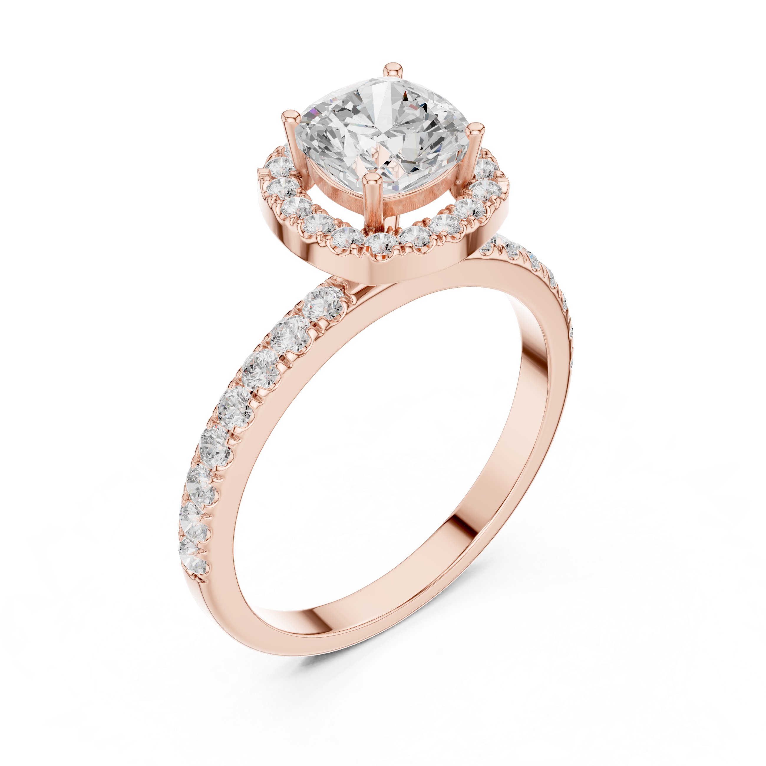 Cushion Cut Halo Engagement Ring