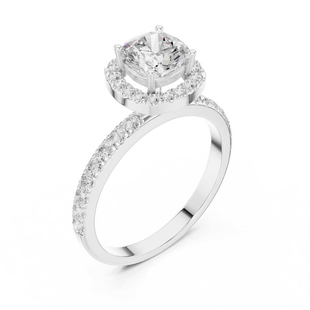 Cushion Cut Halo Engagement Ring