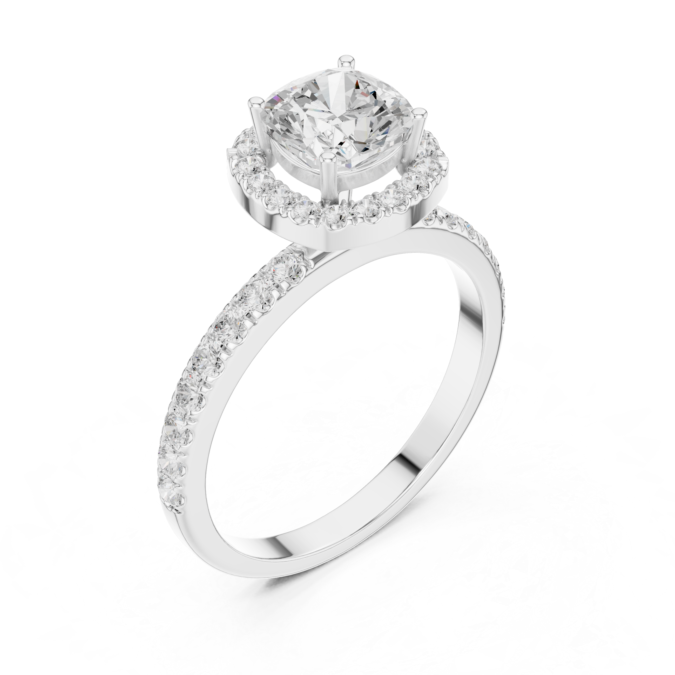 Cushion Cut Halo Engagement Ring