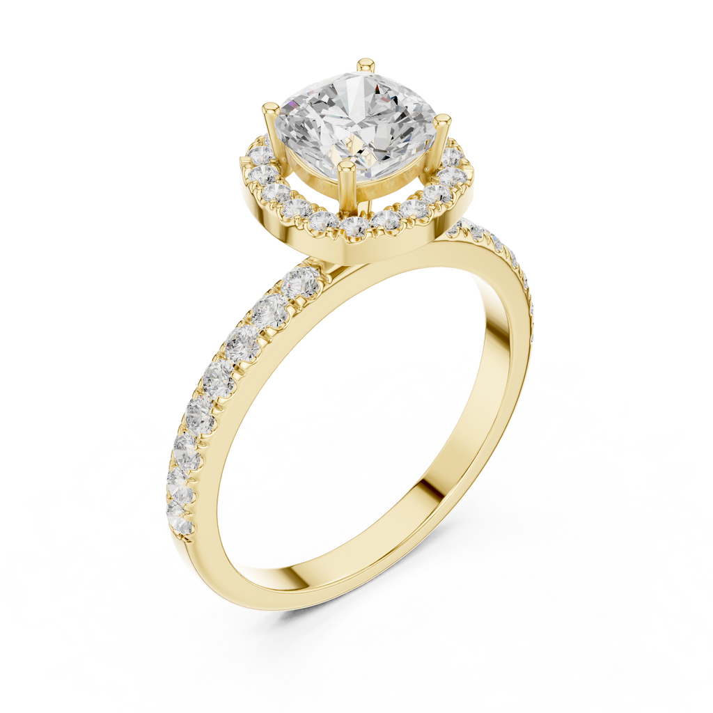 Cushion Cut Halo Engagement Ring