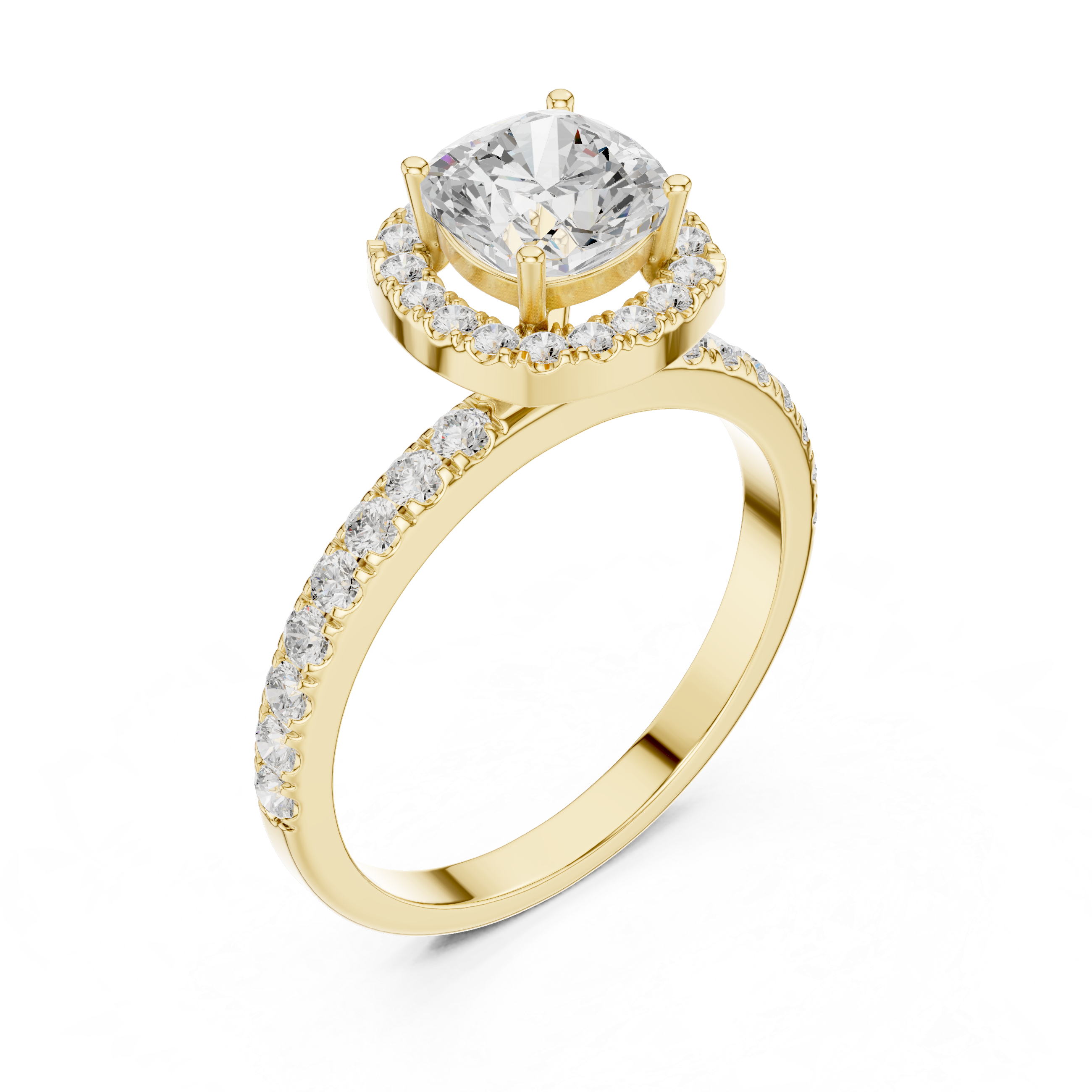 Cushion Cut Halo Engagement Ring