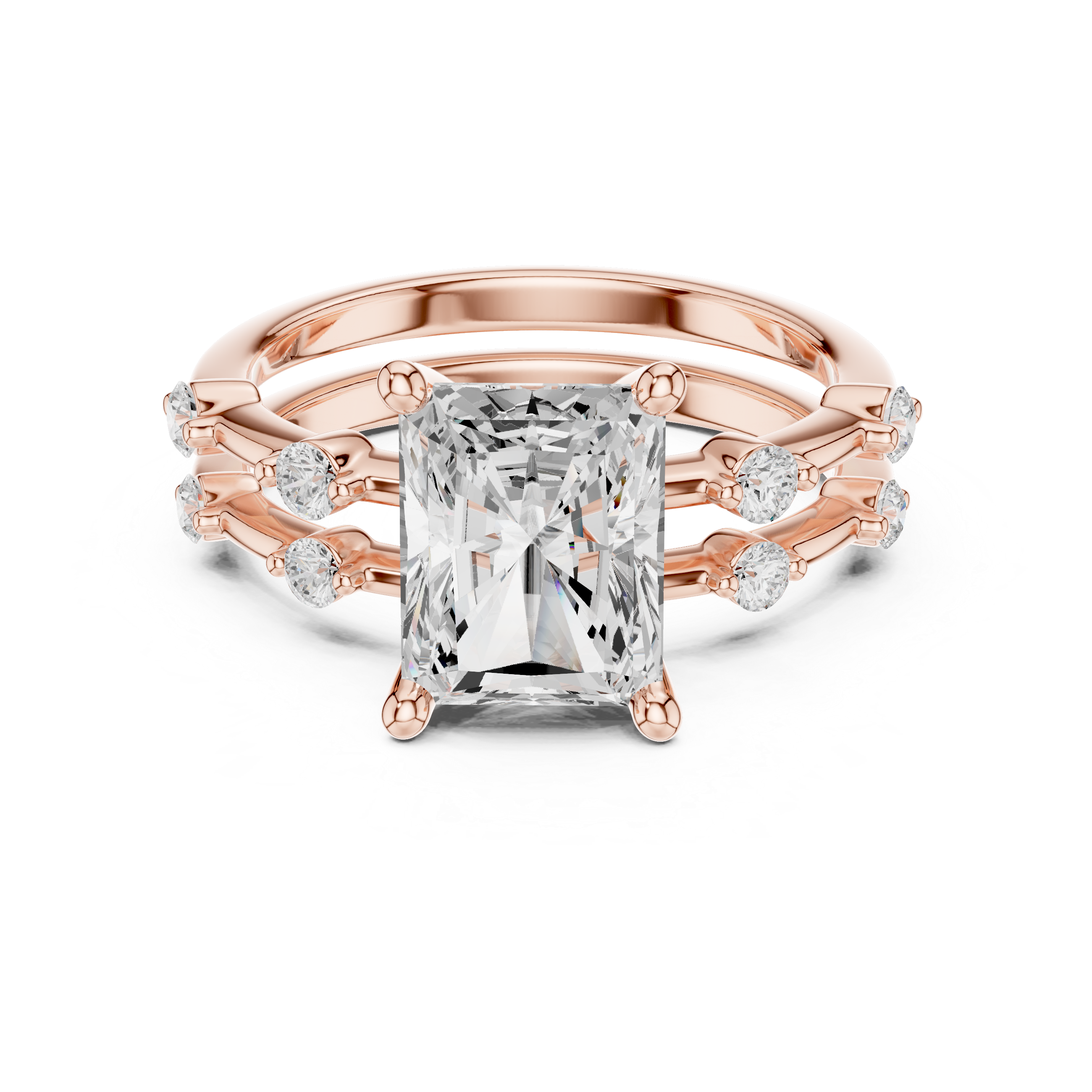 Radiant Cut Two Row Band Ring