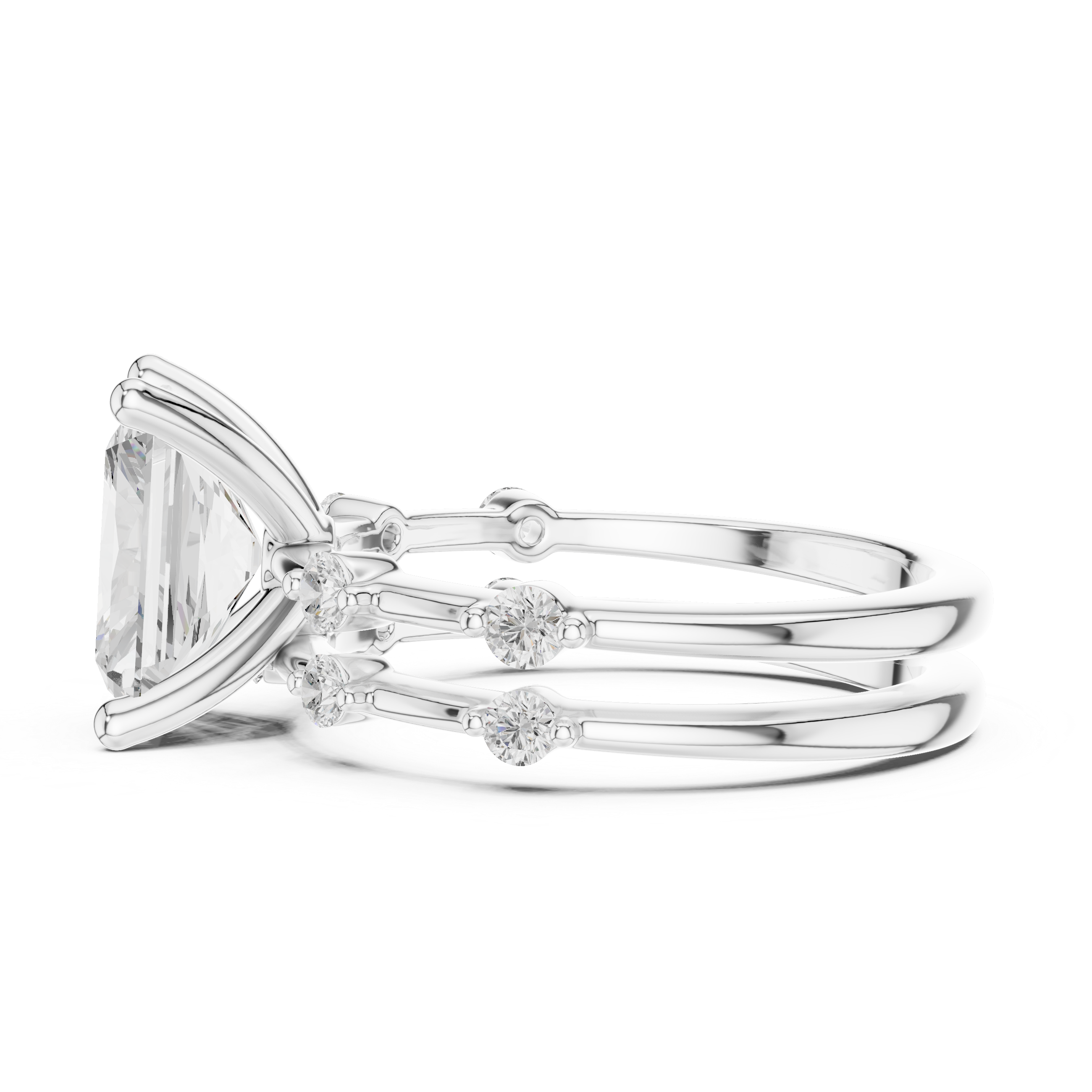 Radiant Cut Two Row Band Ring
