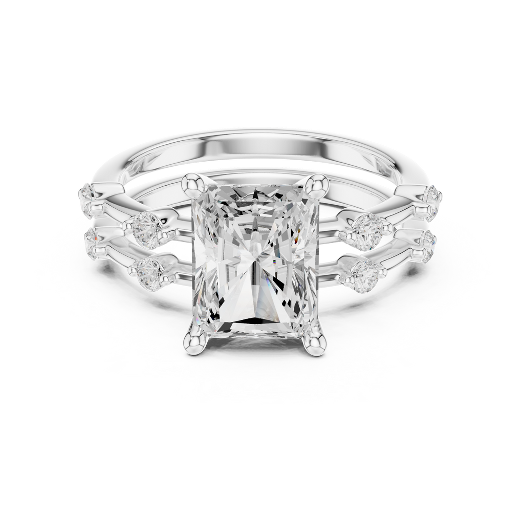 Radiant Cut Two Row Band Ring