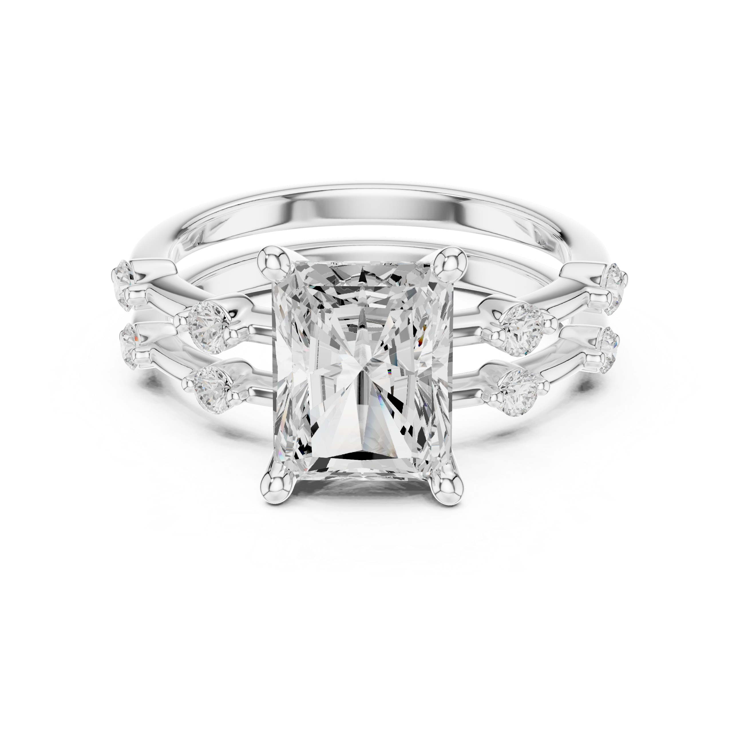 Radiant Cut Two Row Band Ring