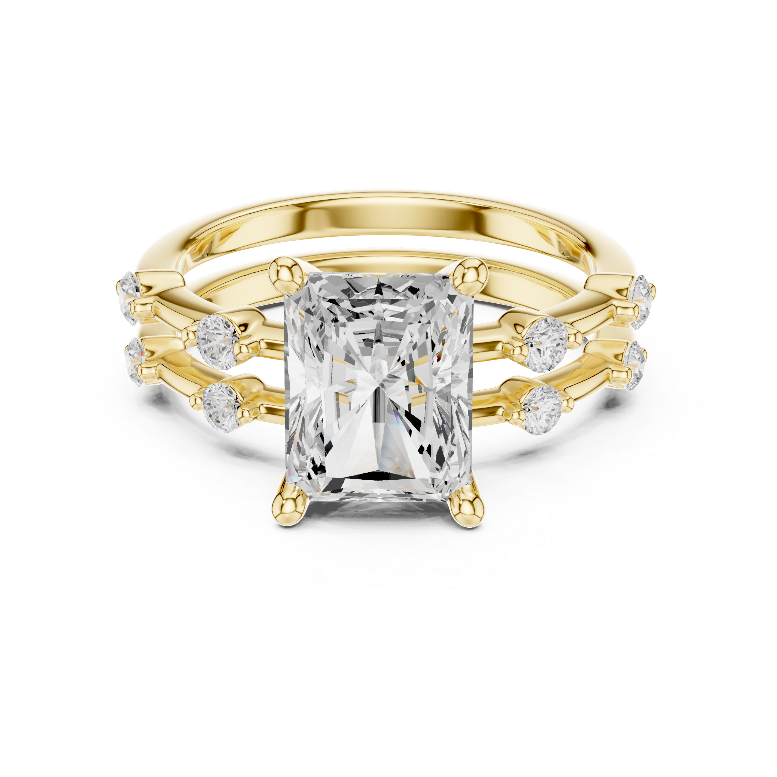 Radiant Cut Two Row Band Ring