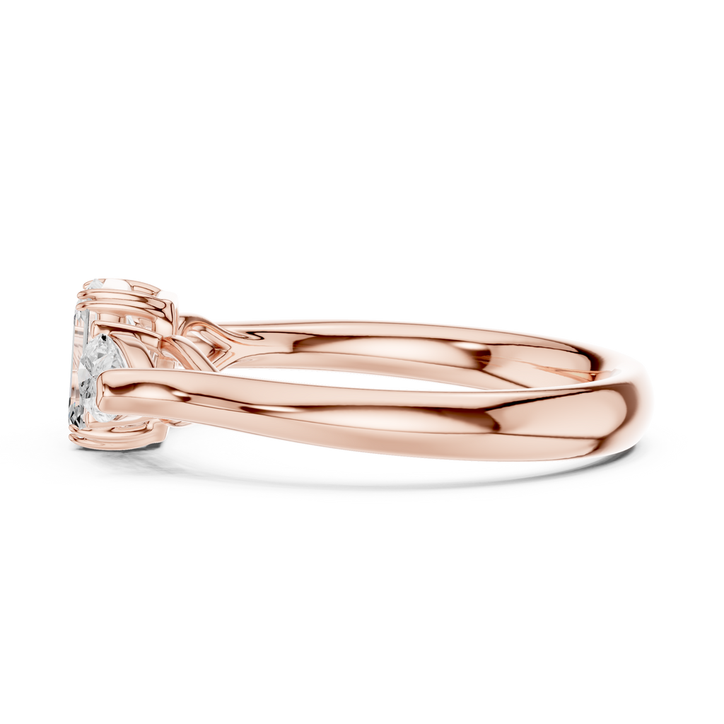 Emerald cut three stone diamond ring