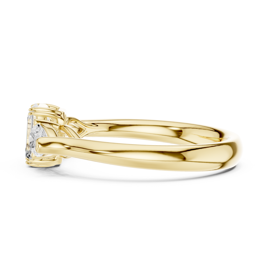 Emerald cut three stone diamond ring