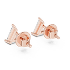 Yellow gold trillion diamond stud earrings with comfortable screw-back post