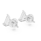 White gold trillion diamond stud earrings featuring secure screw-back fastening
