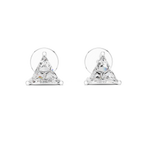 Trillion cut diamond stud earrings in white gold with modern geometric design