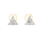 Trillion cut diamond stud earrings crafted in classic yellow gold