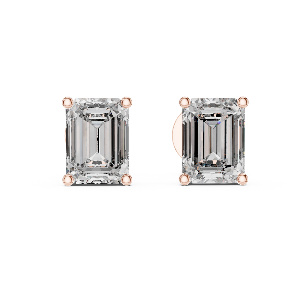 Emerald Cut Diamond Stud Earrings